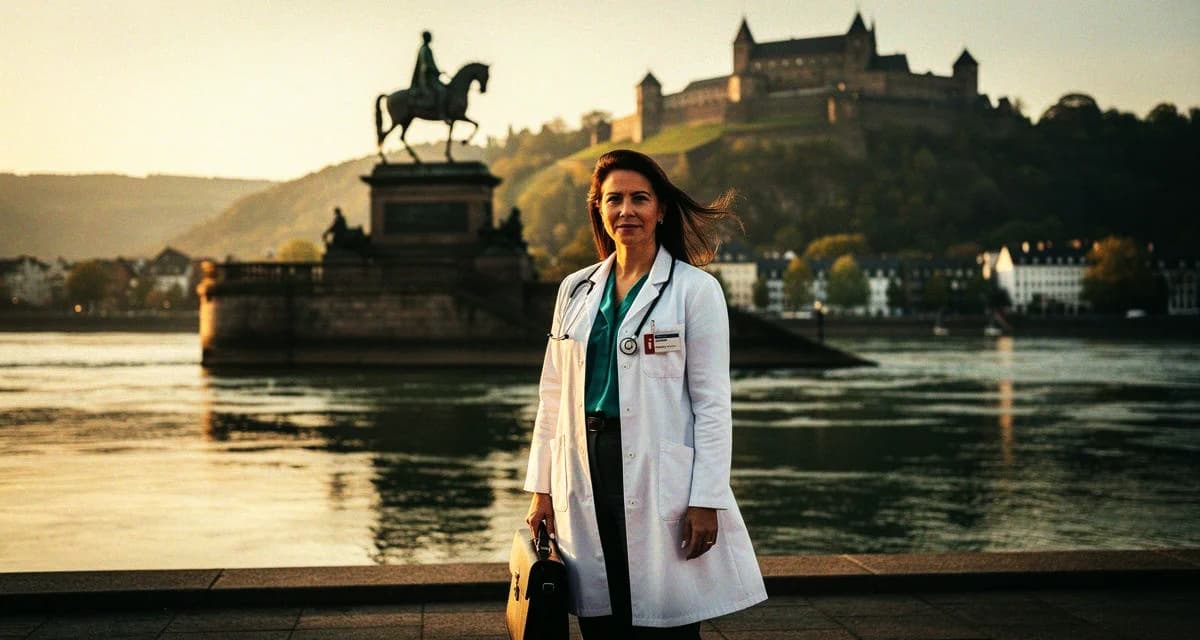 Blick auf Koblenz von der Festung Ehrenbreitstein – Deutsches Eck, Rhein und Mosel
