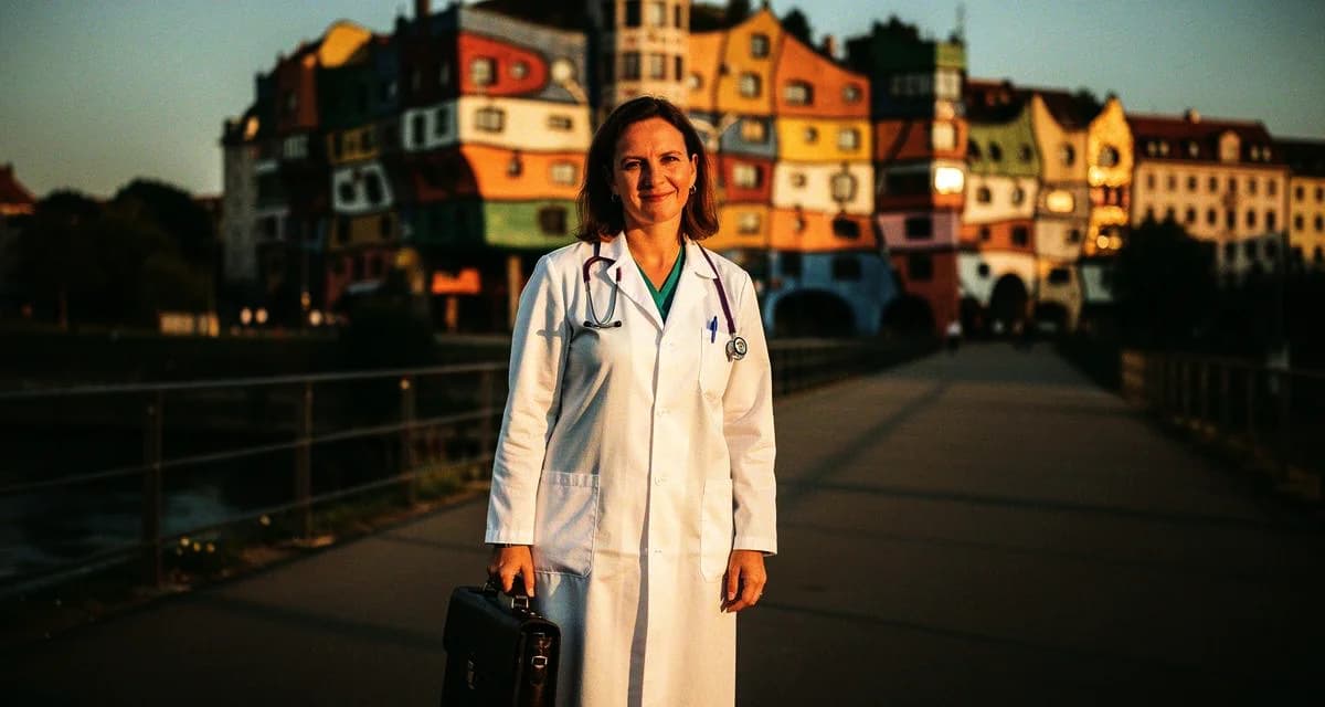 Magdeburg Elbe Landschaft mit Hundertwasser-Haus im Hintergrund