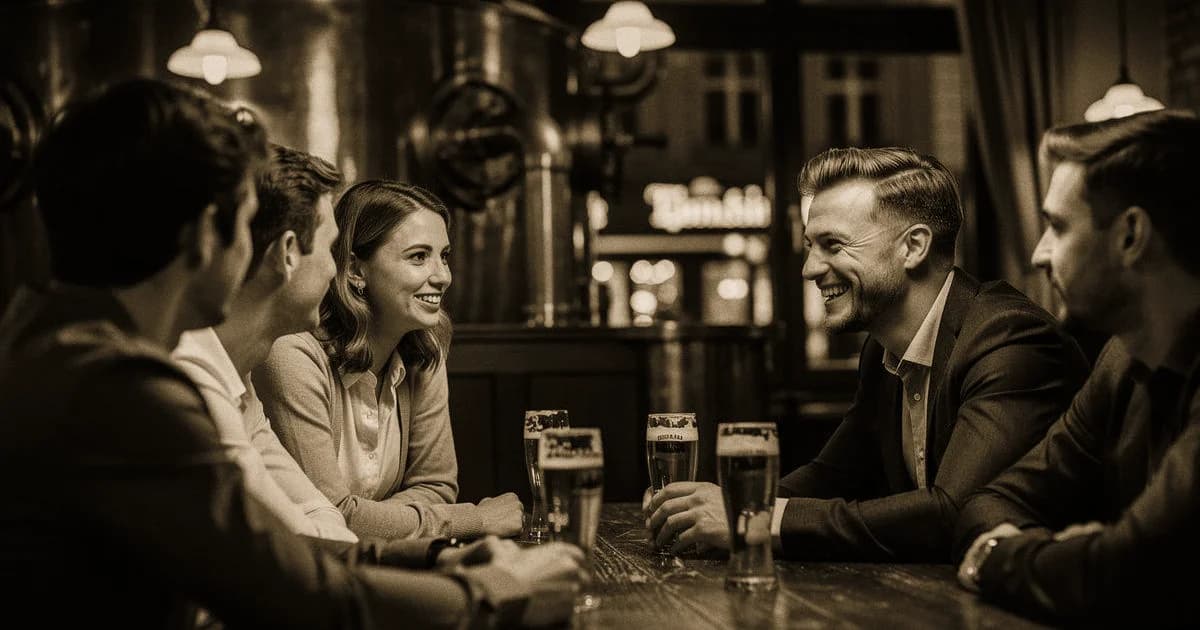 Mediziner Stammtisch Düsseldorf: Düsseldorfer Mediziner-Runde in Altstadt-Brauhaus mit Rhein-Andeutung