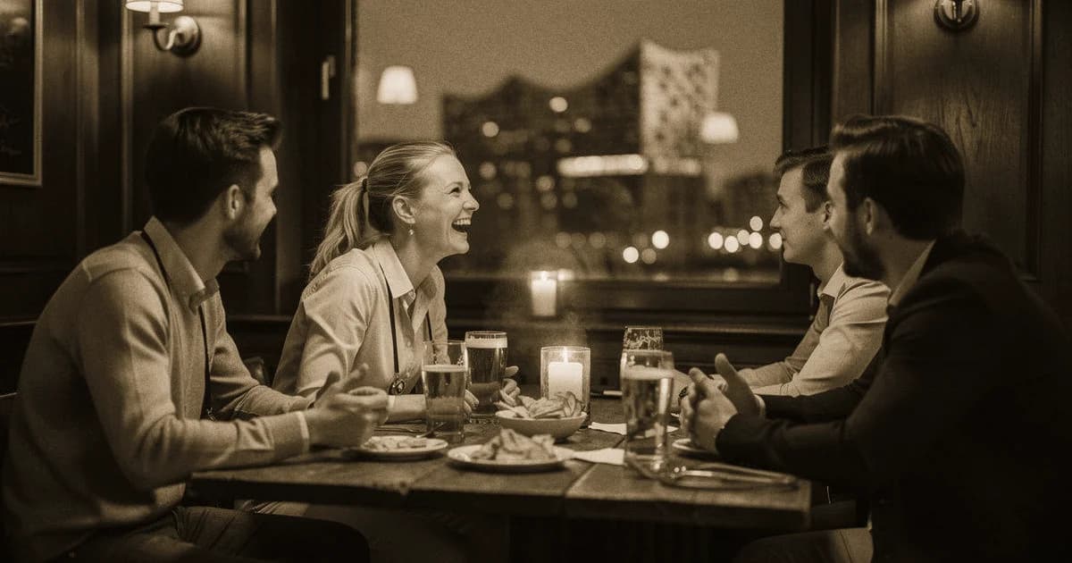 Mediziner Stammtisch Hamburg: Hamburger Mediziner-Stammtisch in Hafencity-Atmosphäre