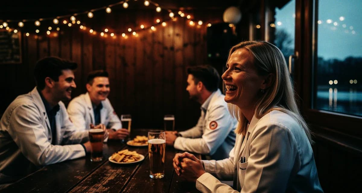 Junge Ärzte beim Austausch bei einem Stammtisch-Treffen in Hannover