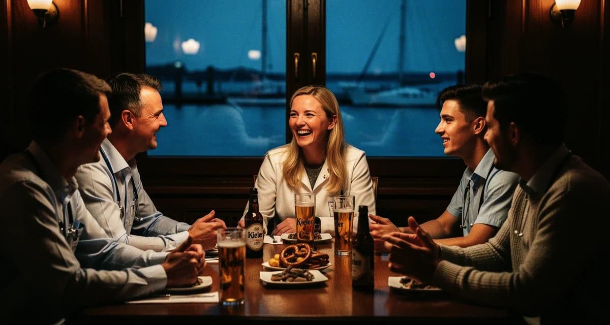 Mediziner beim Stammtisch in Kiel, Hafenstadt-Atmosphäre