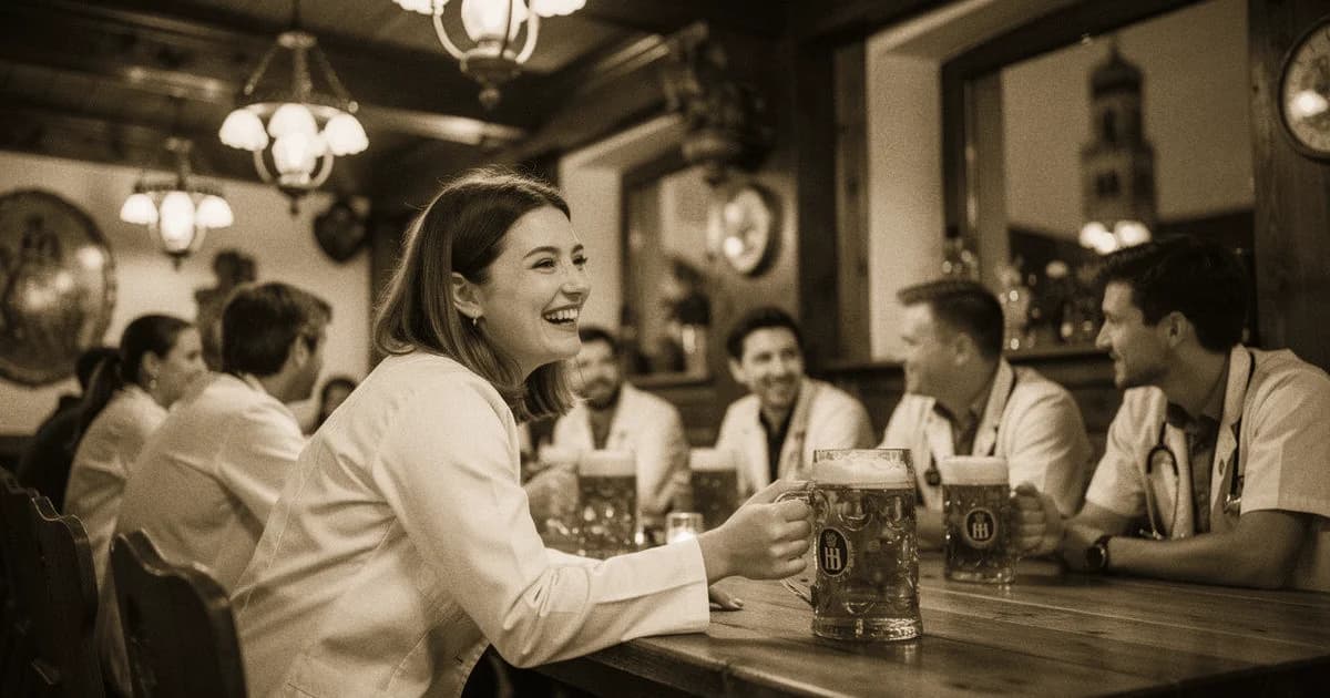 Mediziner Stammtisch München: JADE München Stammtisch im Hofbräukeller mit Blick auf den Wiener Platz