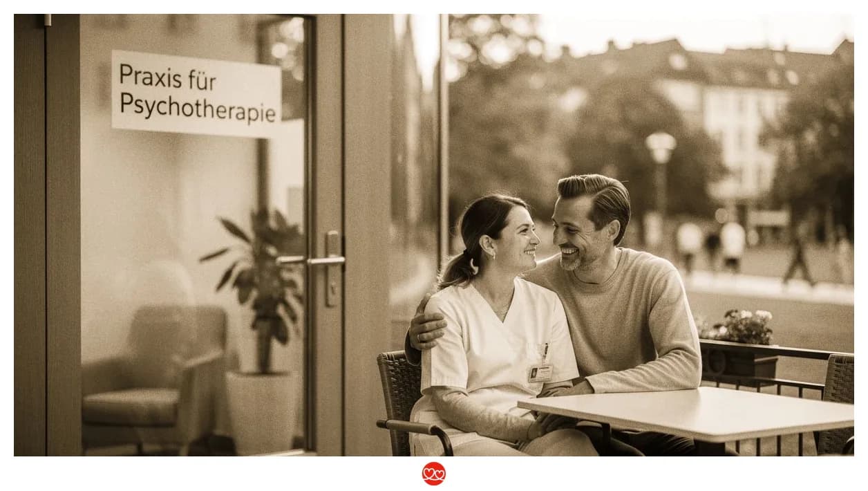 Geschlossene Therapiepraxis-Tür als Symbol für professionelle Grenzen in der Psychotherapie