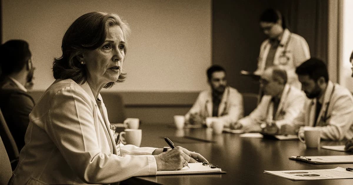 Arzt in Pausenraum mit Dienstplan-Aushang im Hintergrund