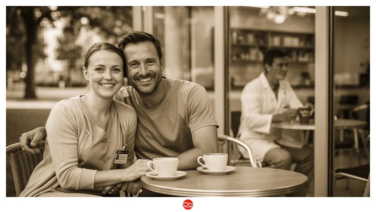 Arzt sitzt nachdenklich in der Klinik-Cafeteria