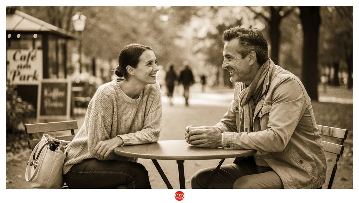 Arzt über 40 beim Spaziergang im Herbst, entspannt und selbstsicher