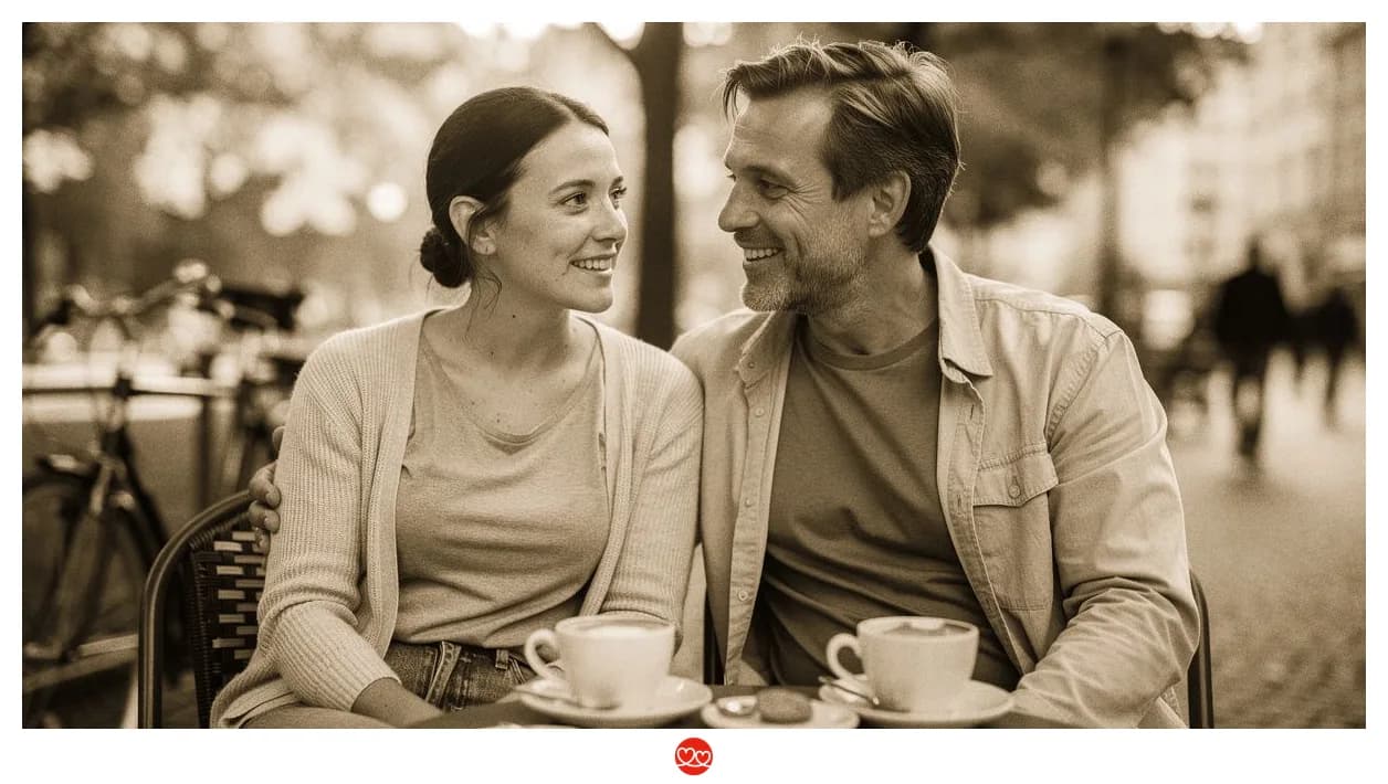 Pflegekraft mit Partner beim Gespräch über berufliche Ziele