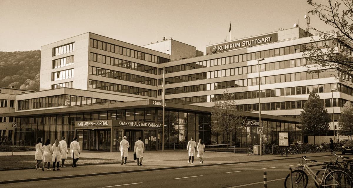 Klinikum Stuttgart Katharinenhospital: Hauptgebäude an der Kriegsbergstraße mit medizinischem Personal
