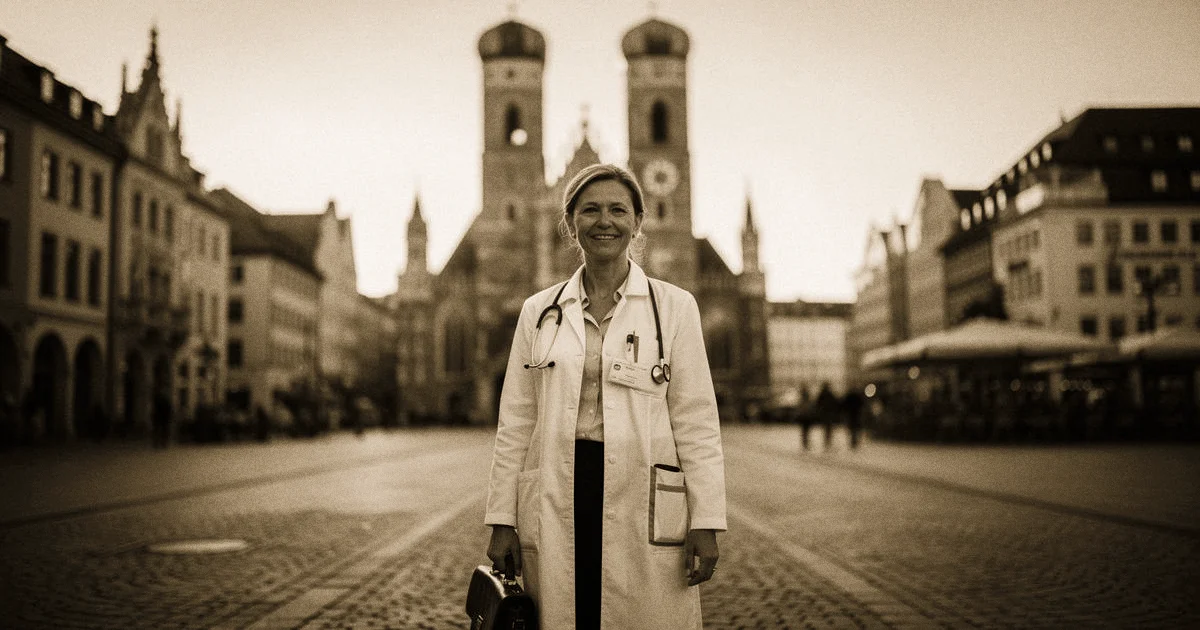 Ärztekammer München: Münchner Frauenkirche mit Mediziner-Szene
