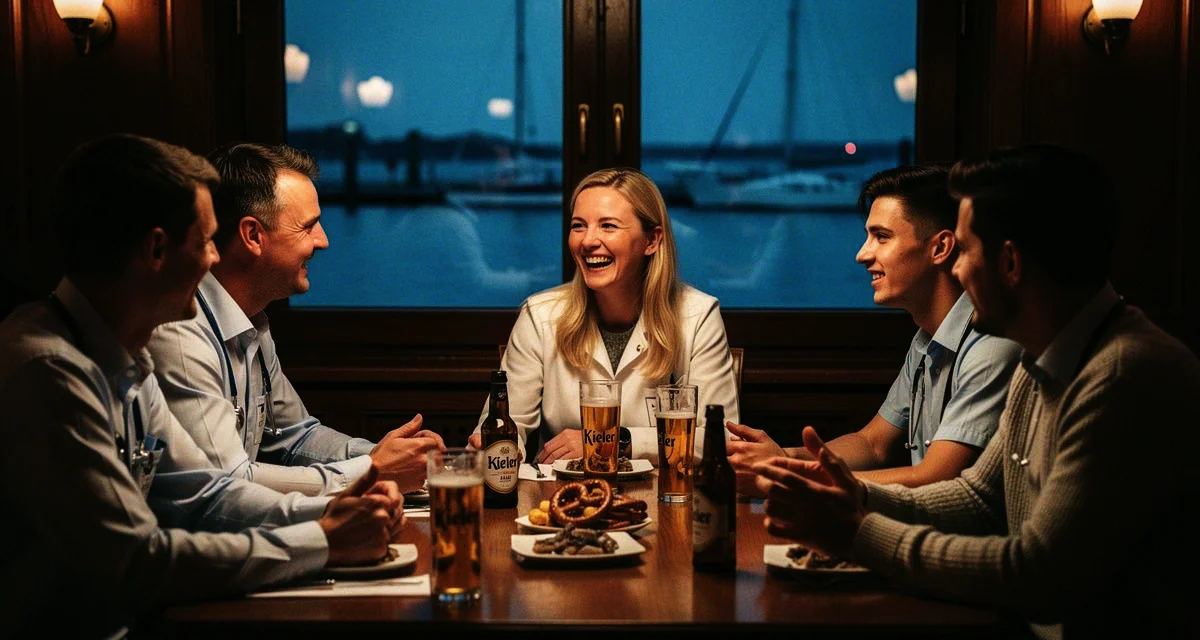 Mediziner Stammtisch Kiel: Mediziner beim Stammtisch in Kiel, Hafenstadt-Atmosphäre