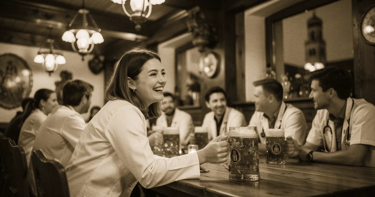 Mediziner Stammtisch München: JADE München Stammtisch im Hofbräukeller mit Blick auf den Wiener Platz