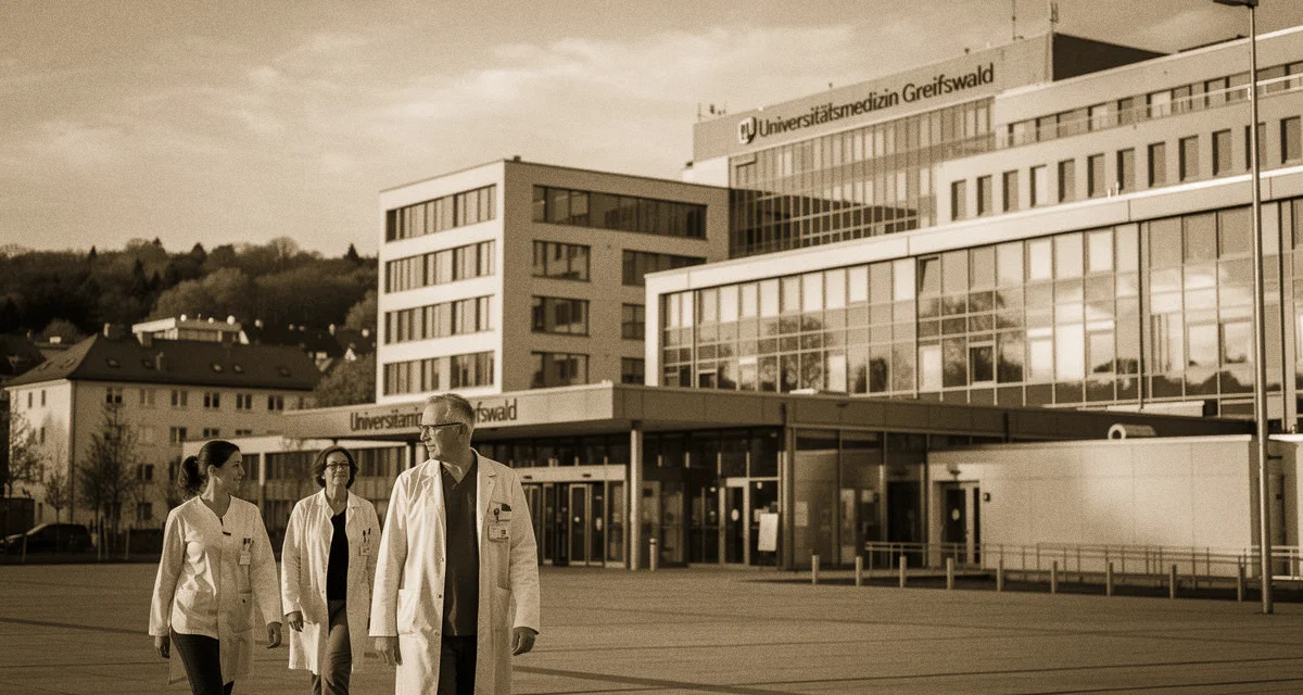 Uniklinik Greifswald Singles: Universitätsmedizin Greifswald Hauptgebäude Fleischmannstraße mit Backstein-Architektur in